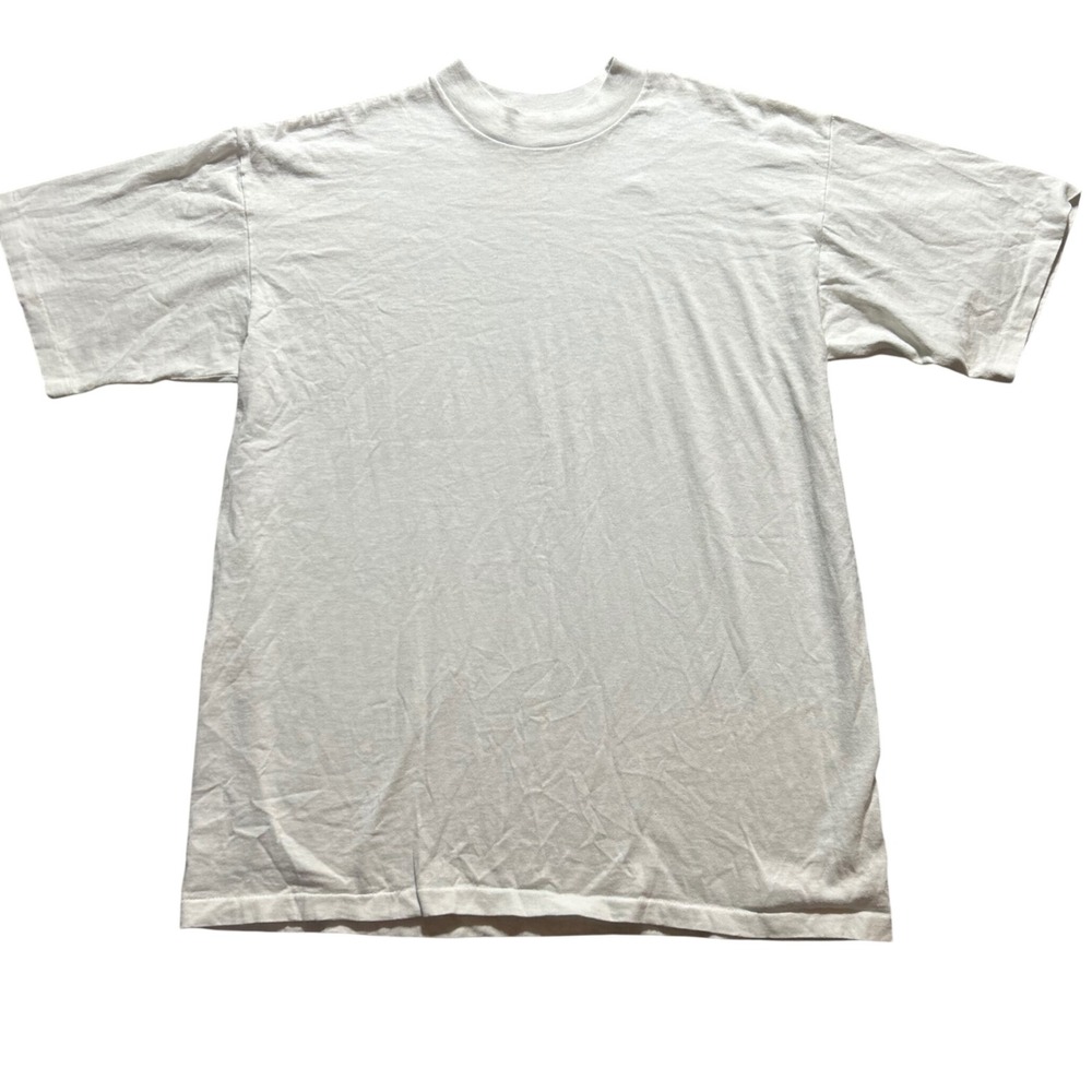 Unbranded T-Shirt Mens M/L White Single Stitch Vintage Basic Crew Neck Tee